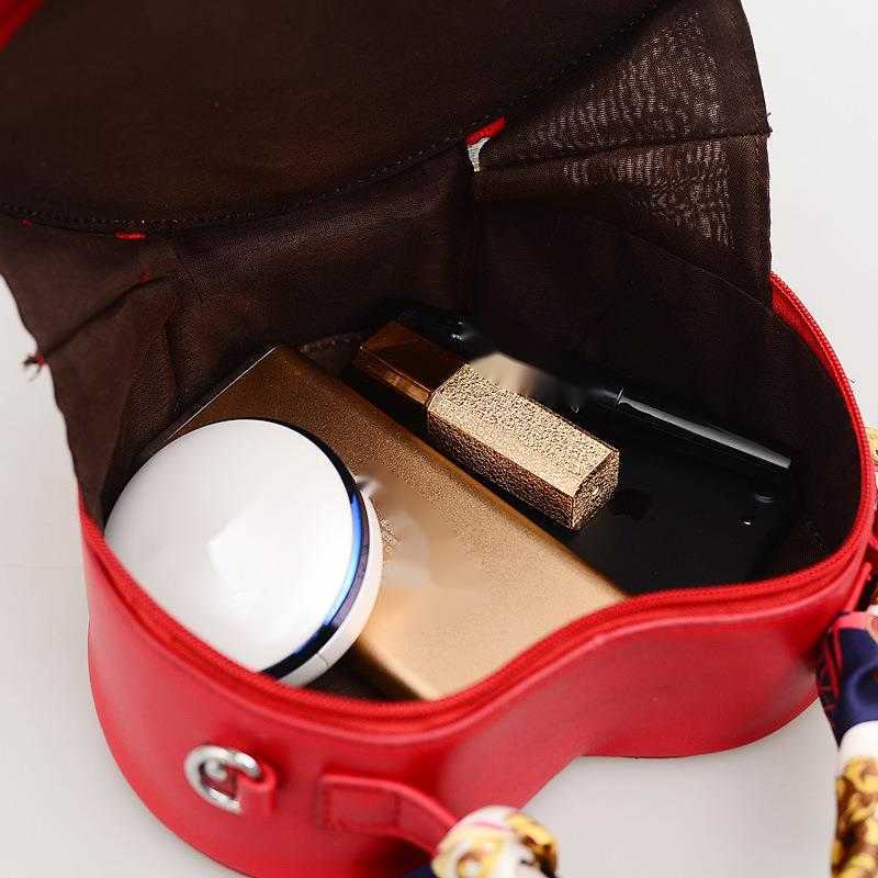 New Fashion Bags Trendy Womens Bag Peach Heart Small Bag Silk Scarf Handbag Single Shoulder Crossbody Bag