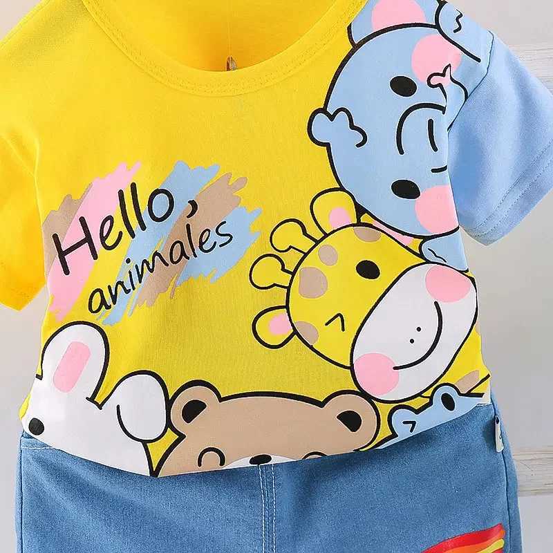 Clothing Sets Baby New Summer Cartoon Clothing Children Boy Girls Animals T Shirt Shorts 2Pcs/Set Kids Infant Wear Toddler Cacual Suit H241214