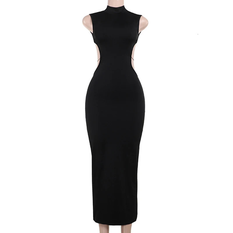 Sexy backless black Maxi womens summer sleeveless elegant body suspender long dress casual party vest 241212