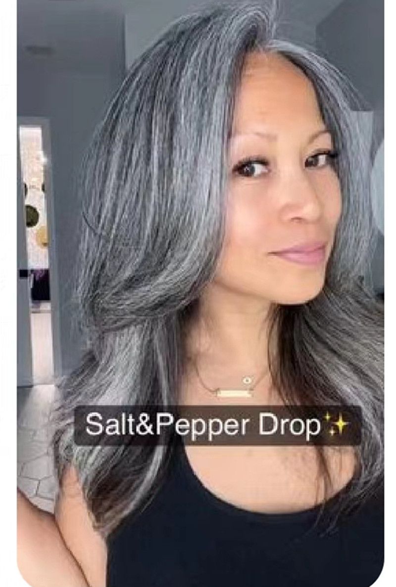 12*13cm Gray Topper Hair Piece 100% Real grey Human Hair For Women With Thin Hair Adding Hair Volume Natural Silk Base 5x5"