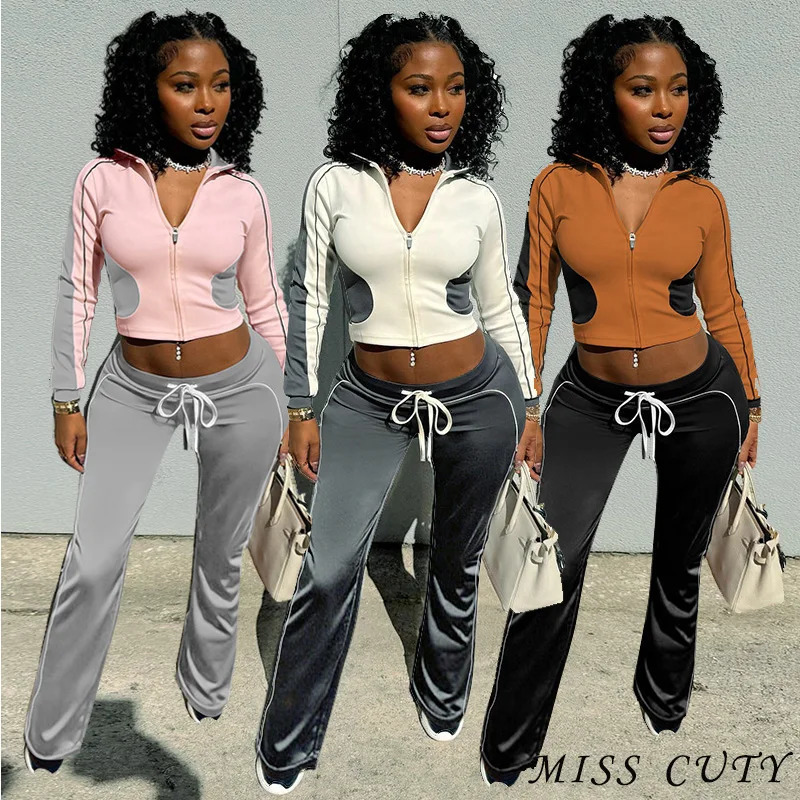 Autumn Joggers 2 Piece Pant Set Outfits Women Winter Tracksuits Y2K Streetwear Clothes Sexy Sweatsuits Two Sets 241209