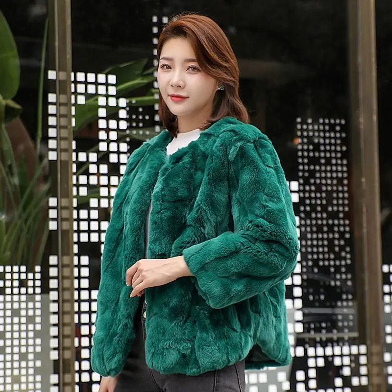 Real Rabbit Fur Coat Women Winter Jacket Short Loose Size Thick Warm Fluffy Wamen Fashion Clothes Large 241211
