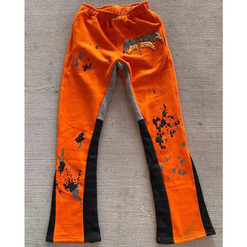 Y2k Pants Men Loose Print Trousers Casual Sweatpants Mid Waist Sporty Female Clothes Streetwear Hip Hop Vintage Flared Pants 241214