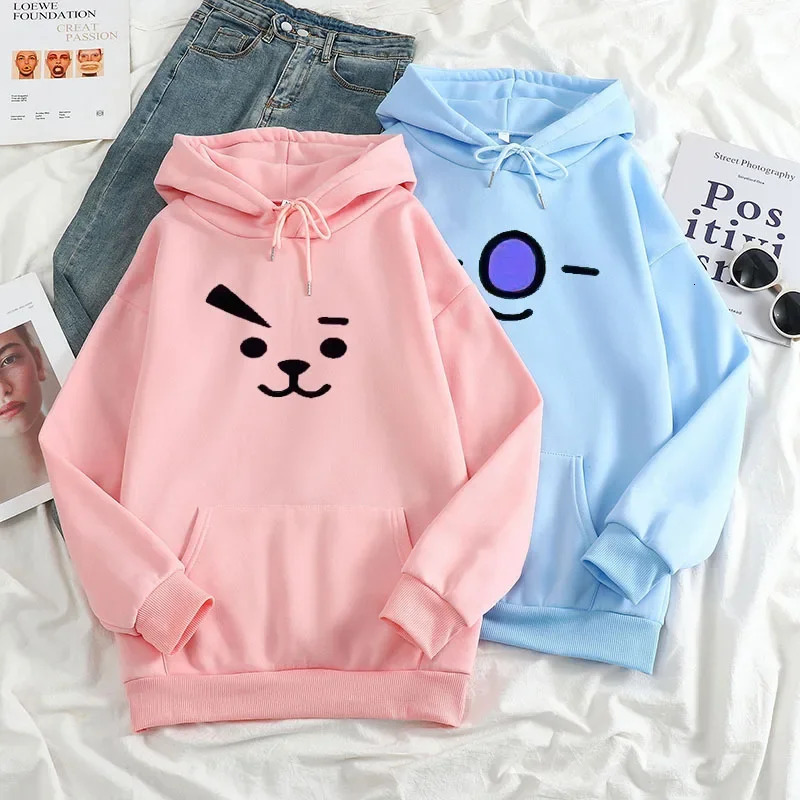 Korean KPOP Bangtan Band Members Color Expression Print Hoodies Women Harajuku Boy And Girls Hoodie Sport Casual Sweatshirt Tops 241214
