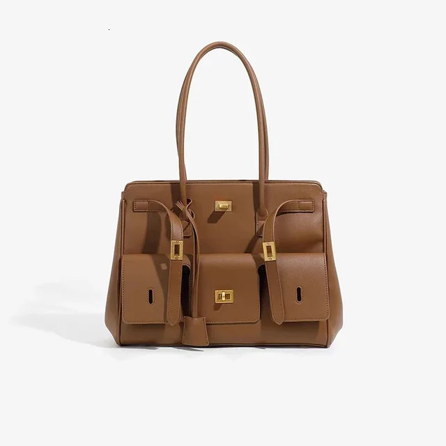 Designer Leather Handbag Solid Color Large Capacity Outdoor Leisure Shoulder Bag High-end Light Luxury Brand Bag Shopping Bag New Product Tote Bag