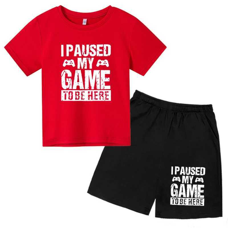 Clothing Sets Kids Summer Fashion I Paused My Game To Be Here Letter Printed T-shirts+Pants 2pcs Suits 3-13 Years Boys Girls Outfits Tees Sets H241214