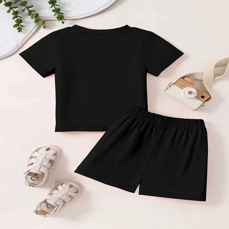 Clothing Sets Summer Baby Girl Clothes Kid Boy Sunglasses Bear Printing T-Shirts Pants Suit Children Short Sleeve Top and Bottom 2 Pieces Set H241214