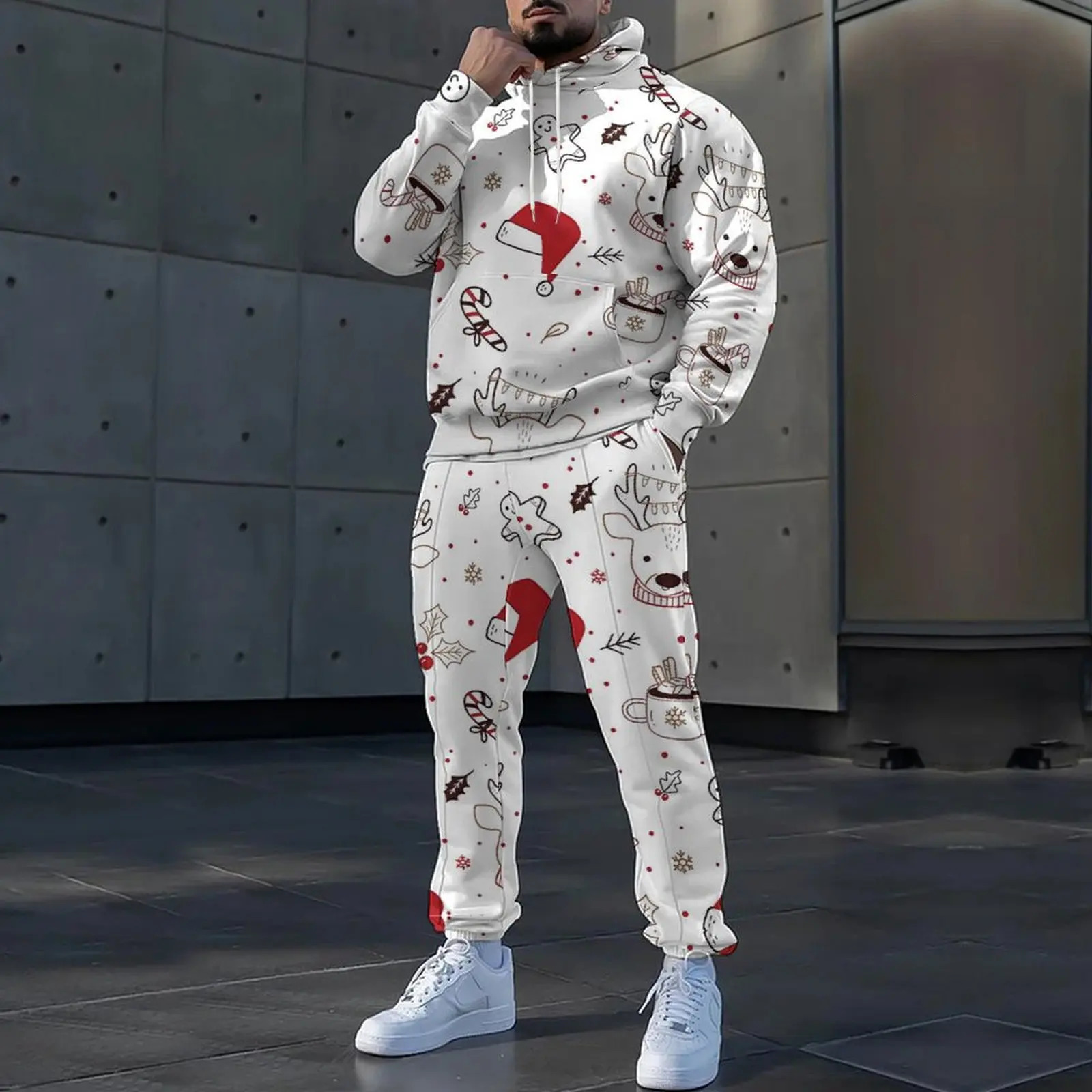 A musthave in winter stylish warm Christmas theme sports suit green and red snowflake pattern full of holiday atmosphere 241211
