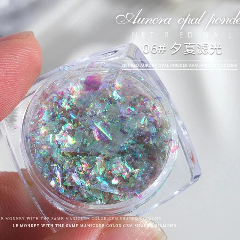 1 box of Aurora opal nail glitter gradient symphonic polarizer magic mirror mica powder DIY decoration 241213