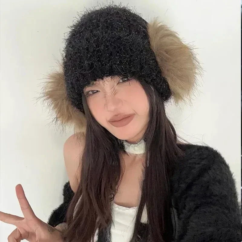 Y2k plush earmuffs cold protection for womens earmuffs Korean cute fur earmuffs warm headphones Y2k girl accessories gifts 241211