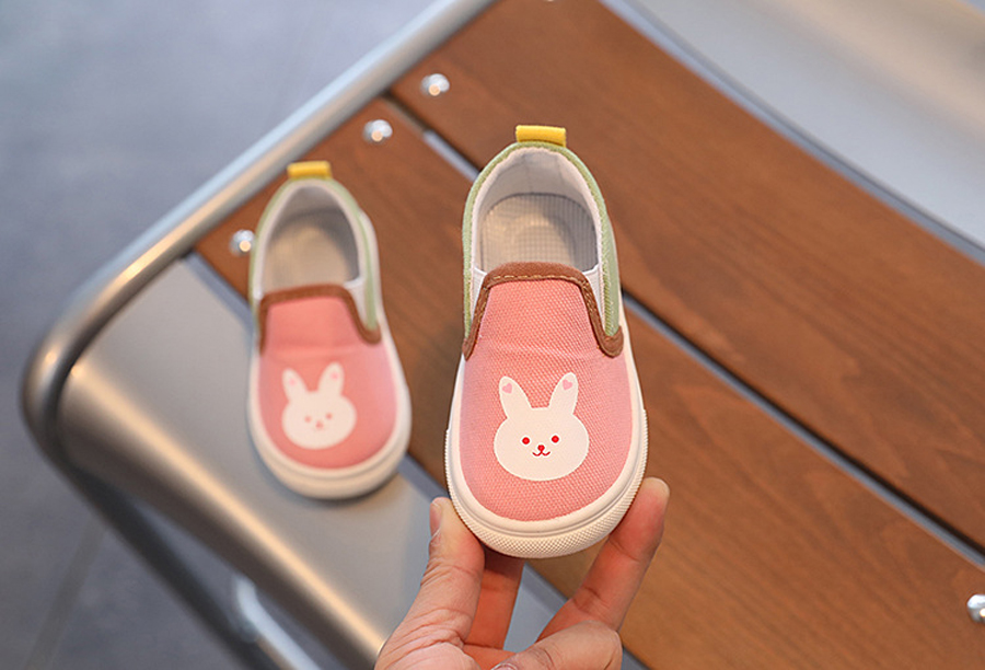 Rabbit Bear Pattern Kids Canvas Shoes Cartoon Soft Sole Sneakers Happysteps For Baby Girls Boys Non Slip Toddler children Casual Shoes Sizes 20-31