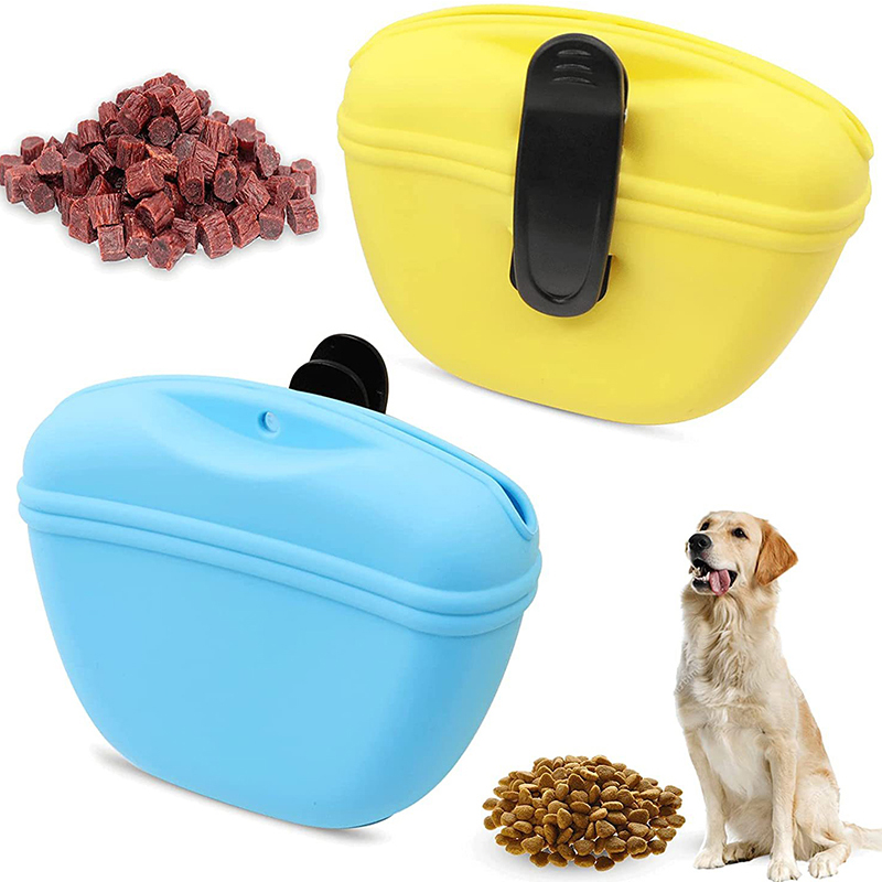 Silicone Portable Dog Training Treat Bag Puppy Snack Reward Waist Bag Feed Pouch Pocket Food Reward Storage Bag Magnetic Closure Waist Clip W0164