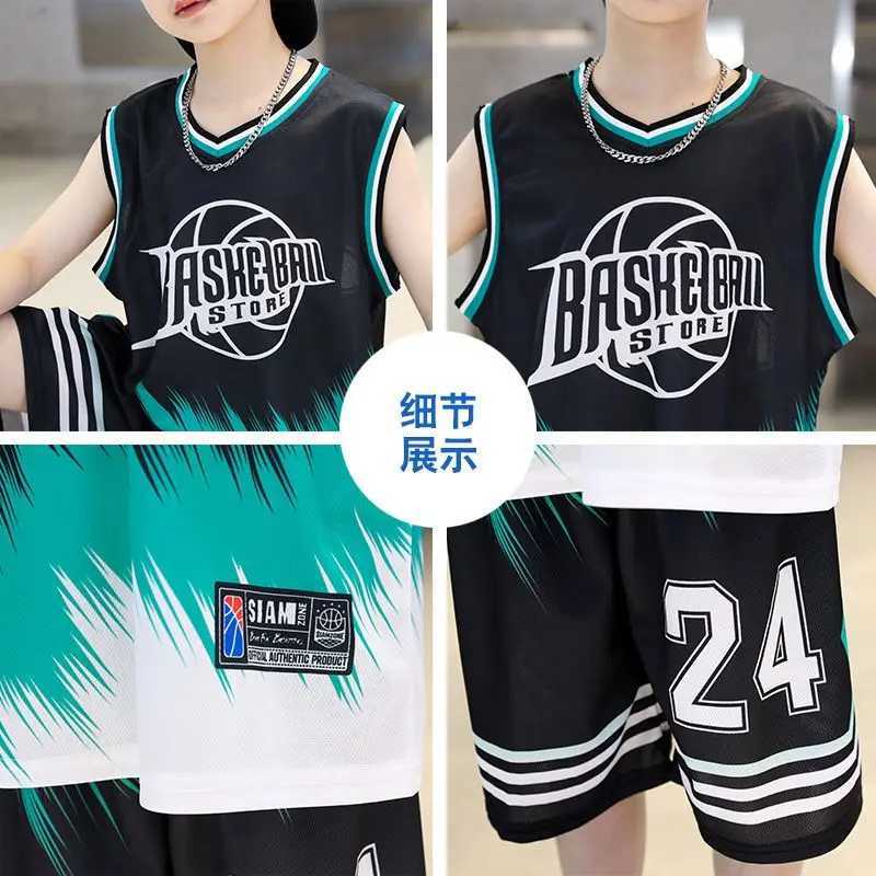 Clothing Sets Boys Summer Quick-Dry Basketball Sports Suits 4-14 Years Boys Sleeveless Vset+Short Pants 2pcs Sets Kids Sports Outfits Clothing H241214