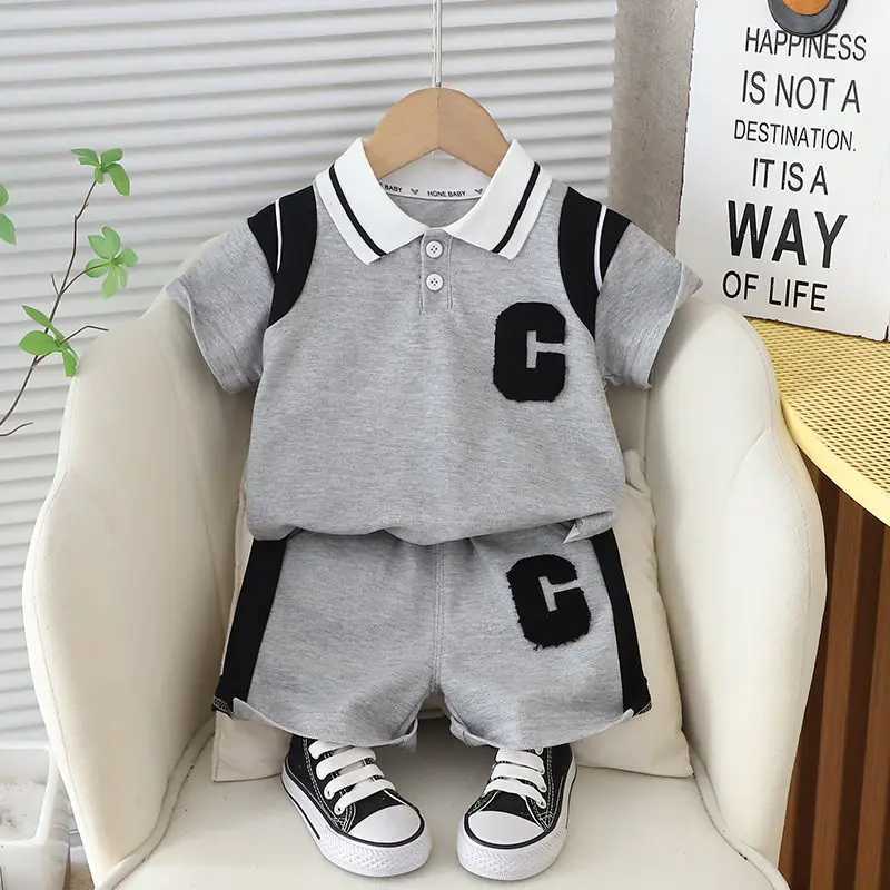 Clothing Sets Summer Kids Clothes Baby Children Boys Fashion T-Shirt Shorts 2Pcs/Set Toddler Casual Embroidery Clothing Infant Tracksuits Suit H241214