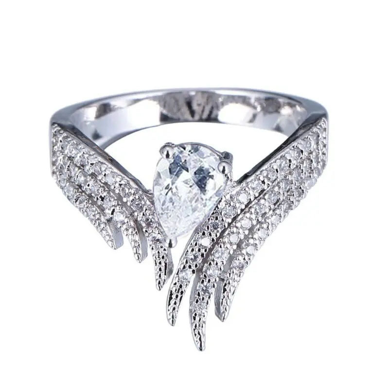 Choucong Drop Ship Ins Top Sell Wedding Rings Luxury Jewelry 925 Sterling Silver Fill Water Drop Multicolor Zircon CZ Diamond Party Eternity Women Win