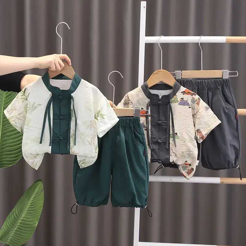 Clothing Sets Summer Children Kids Girls Boys Clothes Infant Printe National Style Shirt Shorts 2pcs/Set Baby Toddler Costume 1 2 3 4 5 Ages H241214