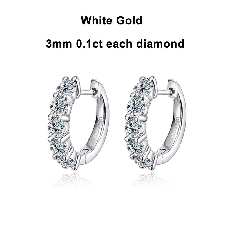 SHSTONE 0.1ct 3mm D Color Diamond Earrings Orginal 925 Sterling Sliver Ear Clip for Women Wedding Fine Jewelry Gifts 241214