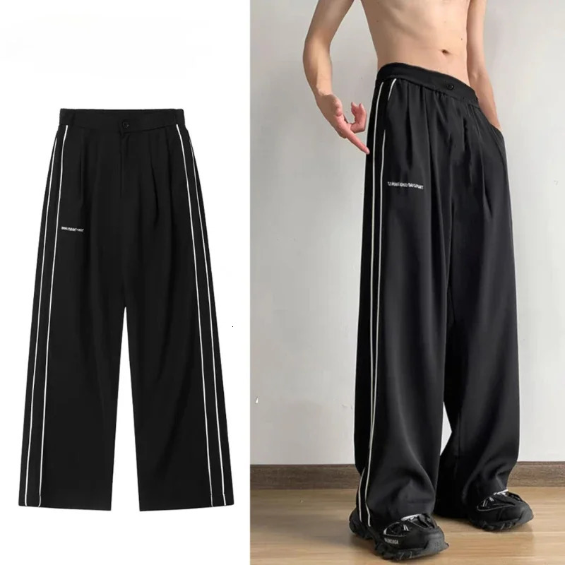 Mens Clothing Summer Striped Sweatpants Track Baggy Wide Pants Jogging Cargo Pants Trousers Men Techwear 241214