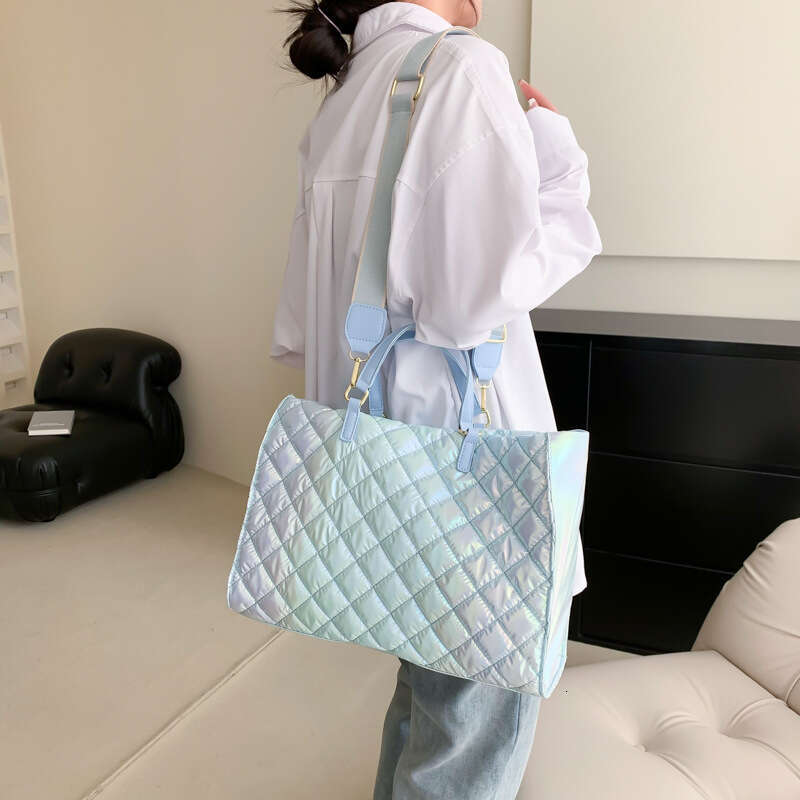 Small niche design cotton handbag, women's high-end feeg dia grid embroidery thread tote large capacity single shoulder crossbody bag, 2024 new c