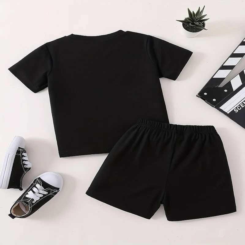 Clothing Sets Summer Baby Girl Clothes Kid Boy Colour Handle Printing T-Shirts Pants Suit Children Short Sleeve Top and Bottom 2 Pieces Set H241214