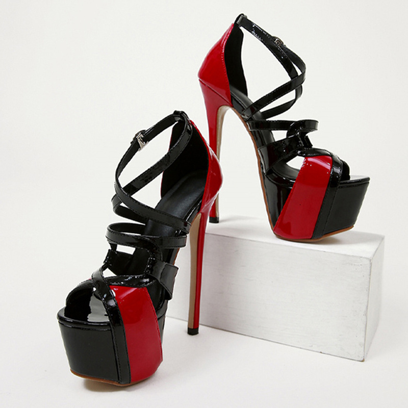 Sexy Peep Toe 16.5Cm Extreme High Heels Women's Sandals Party Wedding Banquet Stiletto Shoes Fashion Buckle Strap Platform Pumps