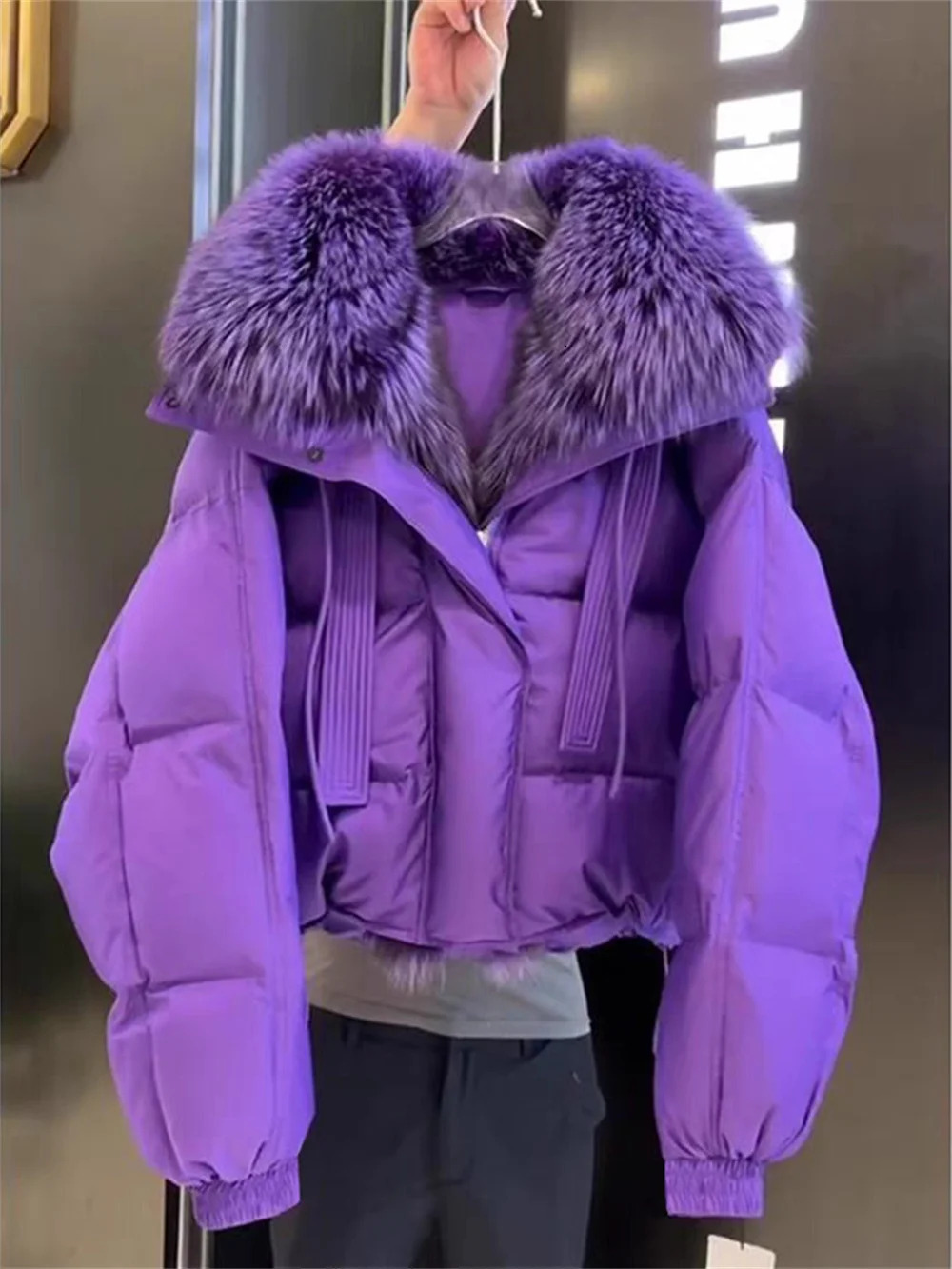 Fashionable Down Cotton Jacket, Popular High-End Small Fragrant Style Large Fur Collar Thick Coat, Women's Winter New