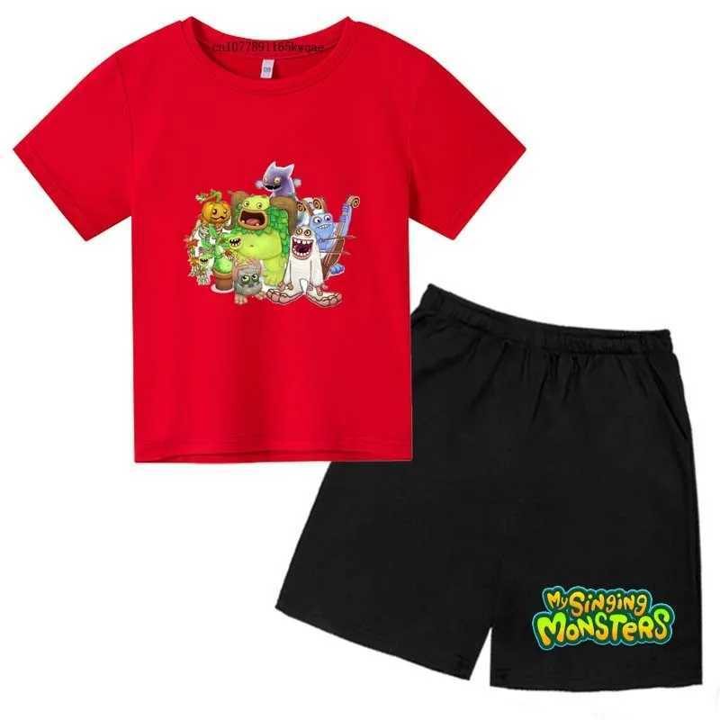 Clothing Sets My Singing Monsters Kids Summer Casual 2pcs T-shirts+Pants Suits 3-14 Years Boys Girls Cute Outfits Children Gift Clothes Sets H241214