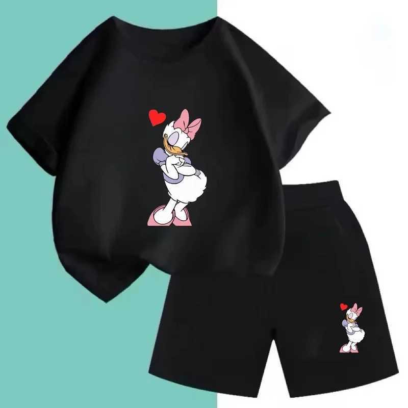 Clothing Sets Summer Baby Girl Boy Clothes Set Children Daisy Cartoon Printing T-shirts and Shorts 2Pcs Suit Kid Short Sleeve Tracksuit H241214