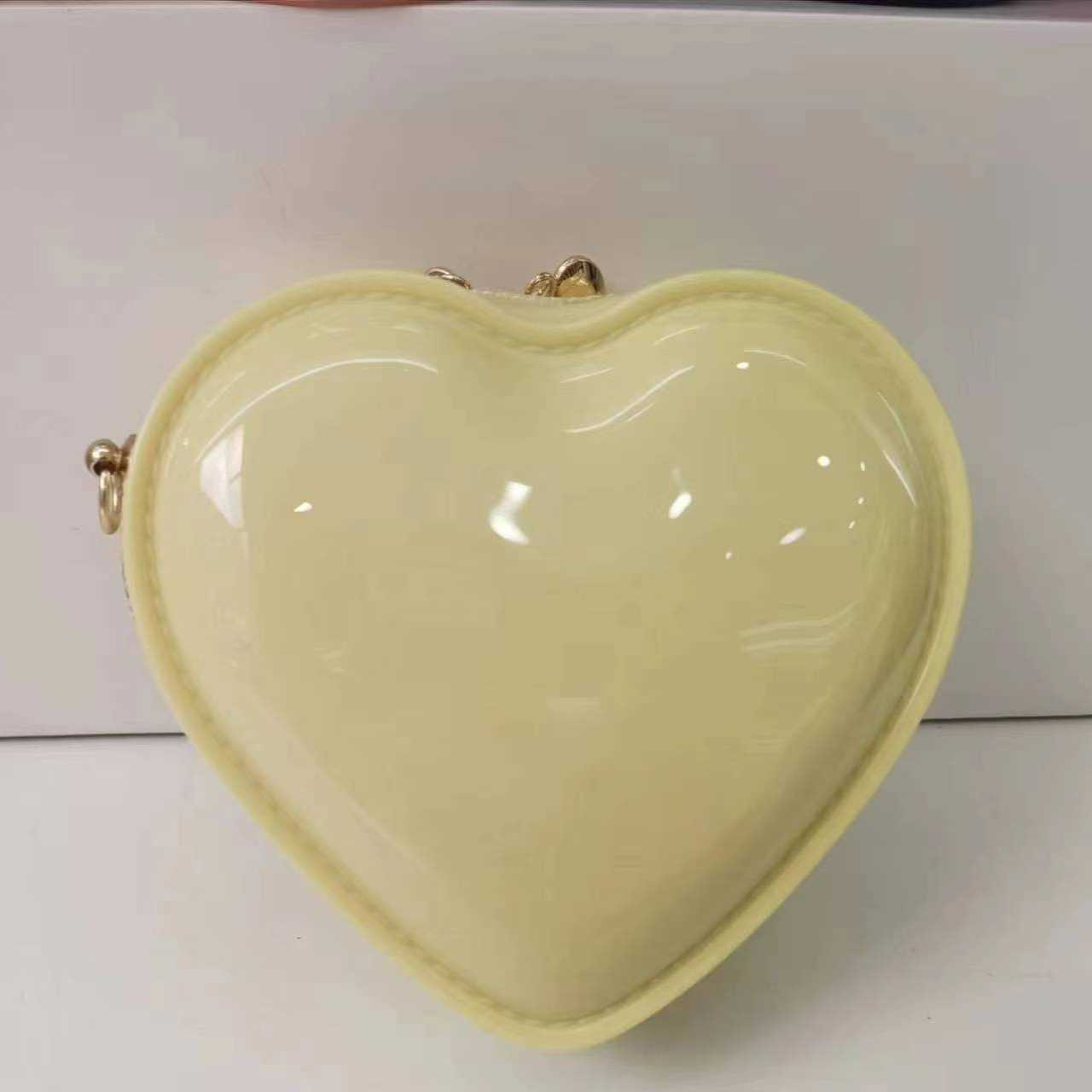 Trendy Fashion Mini Peach Heart Love Jelly Bag for Women Personalized Solid Color Chain Cute Mini Single Shoulder Crossbody Bag