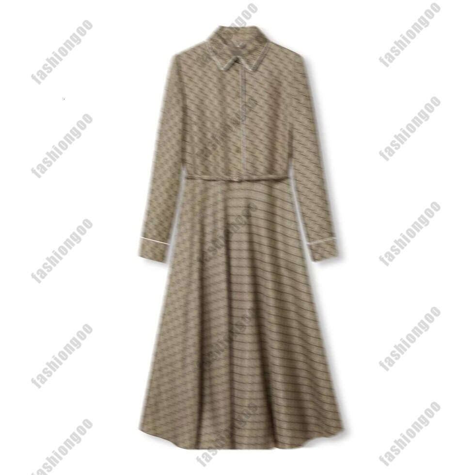 Luxury designer women's dress casual pleated skirt classic plaid collision shirt design high-end fashion full printed shirt belt dress