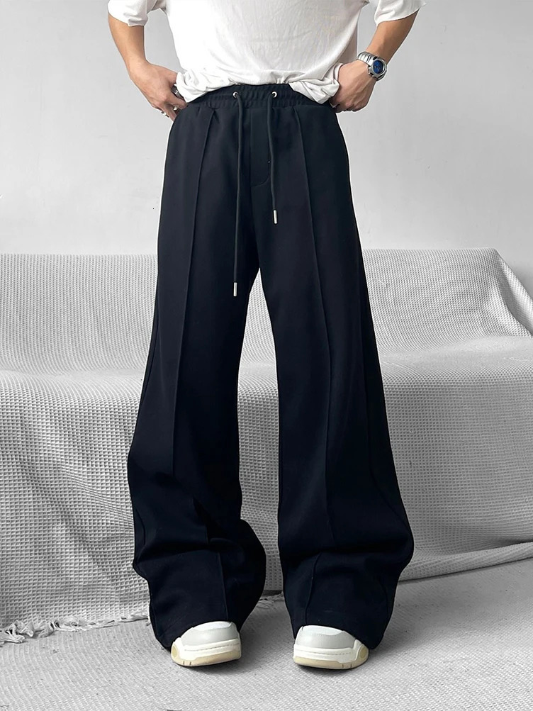 Y2k Vintage Wide leg Flared Sweatpants Men Sport Straight Long Casual Trousers Oversize Heavy Duty Track Pants Black Gray 241214