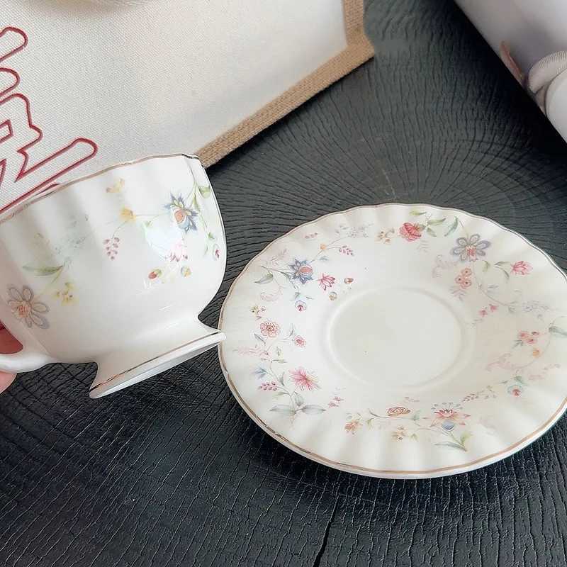 French style ceramic coffee set cup dish lamp luxury home afternoon tea cup flower pattern restaurant latte GS Y241214