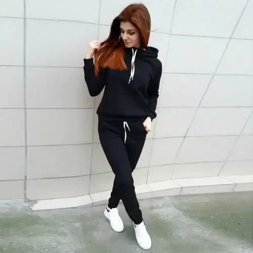Women Fashion Casual Sweatshirt Ladies Sweat Suit Jogging Set Elegant Hoodies Sports Tops Pants Run Tracksuit 241214