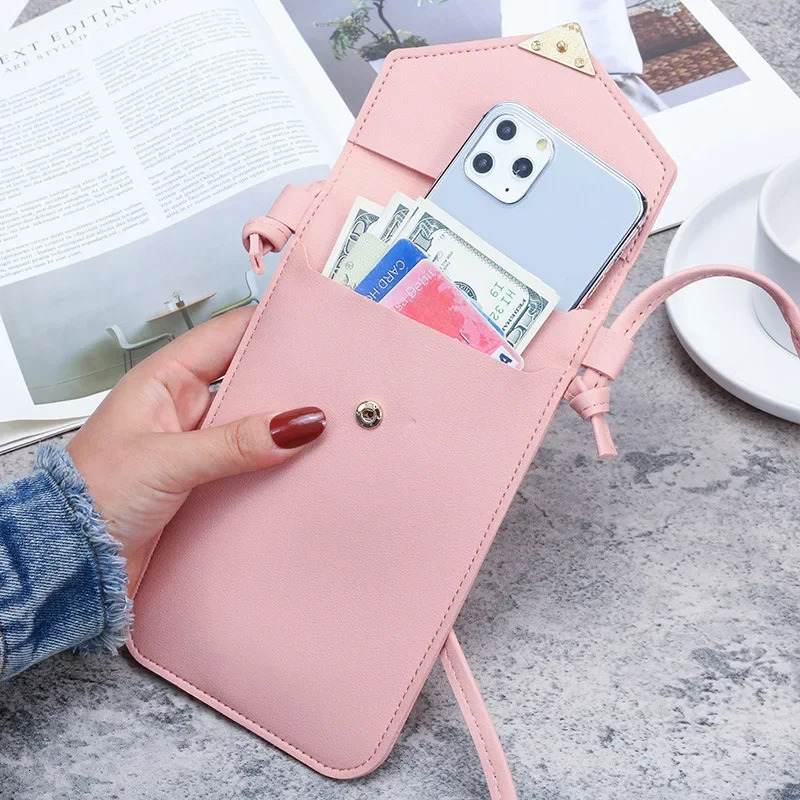 Universal PU leather phone case shoulder bag wallet phone case neck strap 241213