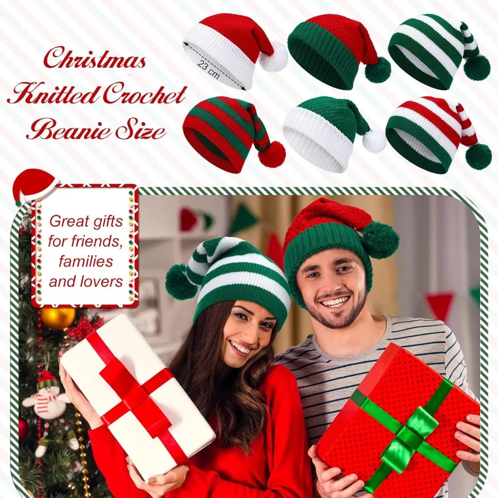 36 Christmas Knitted Santa Claus Hats Adult and Children Crochet Christmas Hats Bulk Winter Christmas Bean Hats 241211