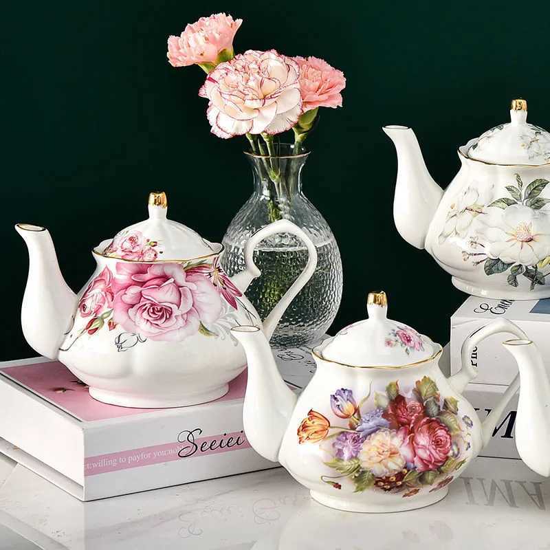 400ML European Bone Teapot UK Afternoon Tea Set Teapot Premium Ceramic Coffee Pot Heat resistant Water Pot Y241214