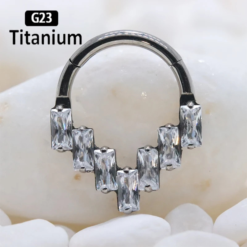 1PC G23 Piercing CZ Septum Hoop Nose Ring Clicker Ear Cartilage Tragus Helix Conch Nipple Piercing Body Jewelry Earring 241214