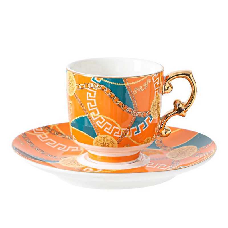 6-piece ceramic coffee cup and sauce set Exquisite resso latte art coffee g European afternoon tea cup he g wedding gift Y241214