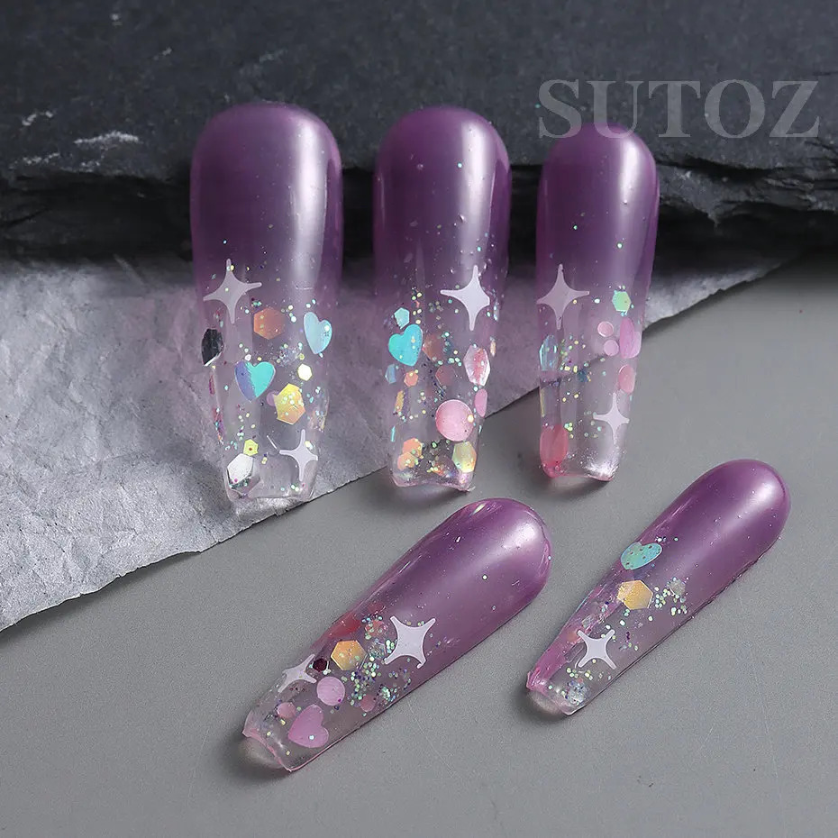 Heart shaped Nail Art Sparkling Glitter Holographic Pink Star Round Hexagonal Oil Painting Ergonomic Decoration LEXMSH 241213