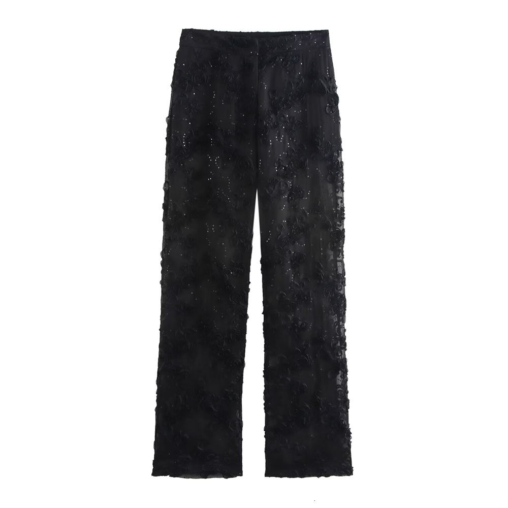 Trautuumn new product women's collar sleeves embroidered bead texture suit jacket high waisted pants