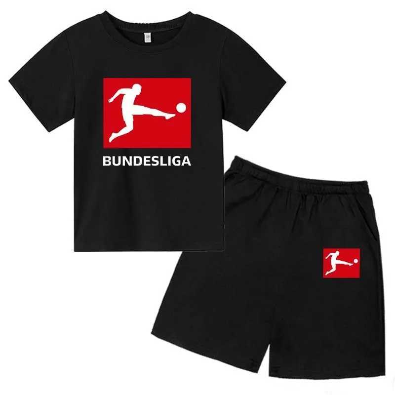 Clothing Sets Kids BUNDESLIGA Print Summer Sweat-wicking T-shirts+Pants 2pcs Sporty Suits 2-13 Years Boys Girls Leisure Outfits Children Sets H241214