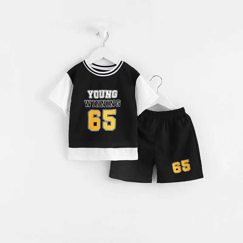 Clothing Sets Children Summer Basketball Casual Fashion Tracksuit Girls Toddler Trendy Loose Sports Clothing Boys Short Sleeve Tshirt+Short H241214