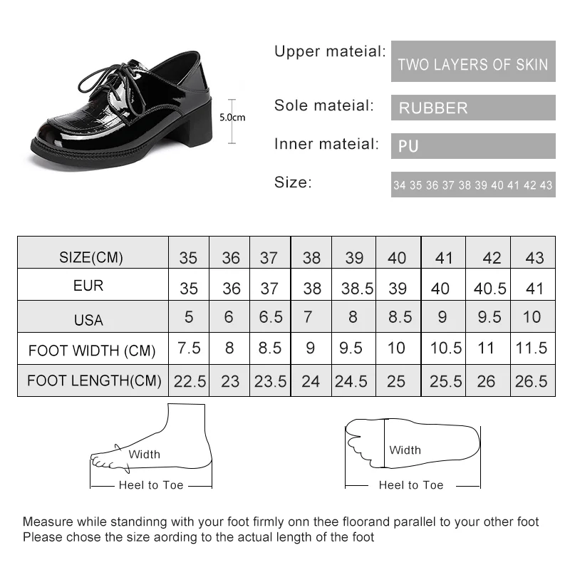 AIYUQI Women Oxford Shoes Genuine Leather Spring Large Size Women Shoes Lace-up Mid-heel Patent Leather Women's Shoes