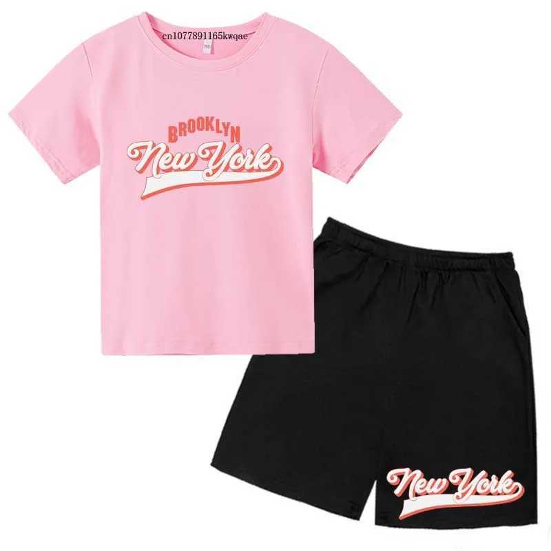 Clothing Sets Kids Summer Leisure Letter Print Soft T-shirts+Pants 2pcs Suits 2-13 Years Boys Girls Sports Streetwears Children Clothes Sets H241214