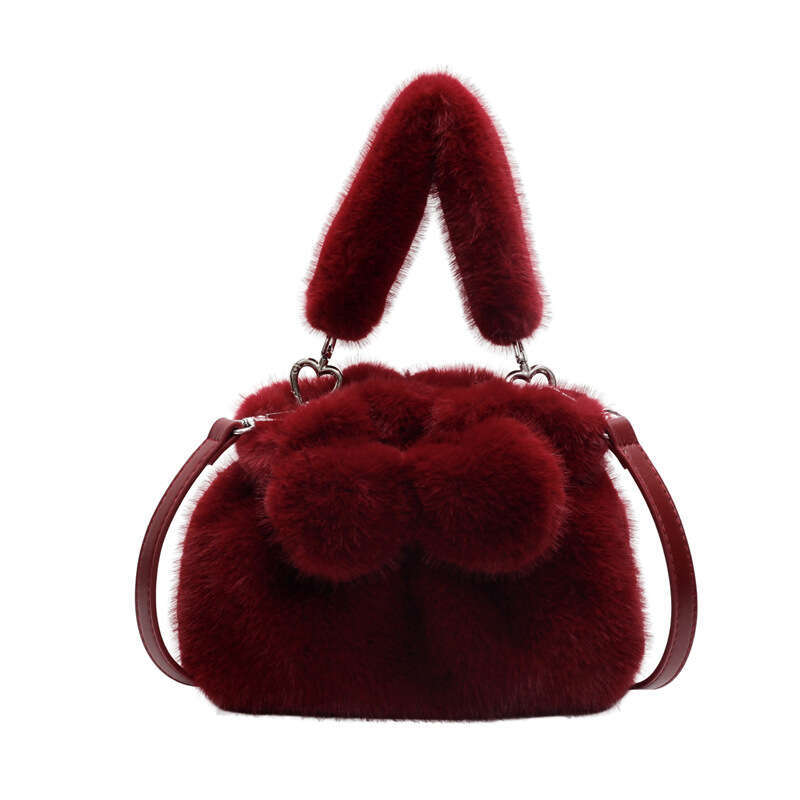 New cute female personality rabbit handbag, plush bucket niche single shoulder crossbody bag, 2024 new casual versatile fashion clothing