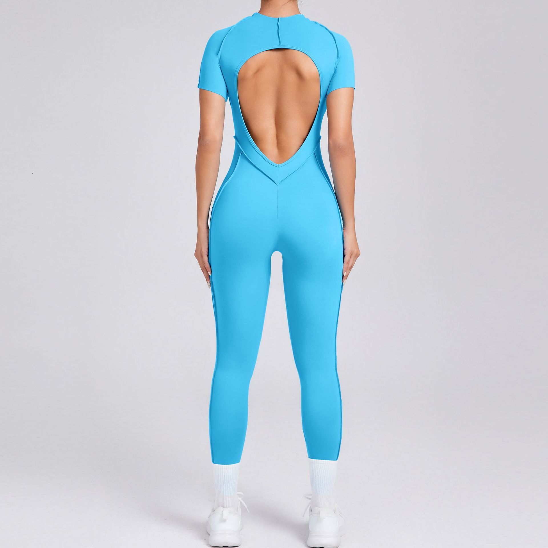 New Autumn/Winter Women's One-Piece Yoga Jumpsuit Leggings Long-Sleeved Short Sleeve Backless Slim Fit Sports Outfit