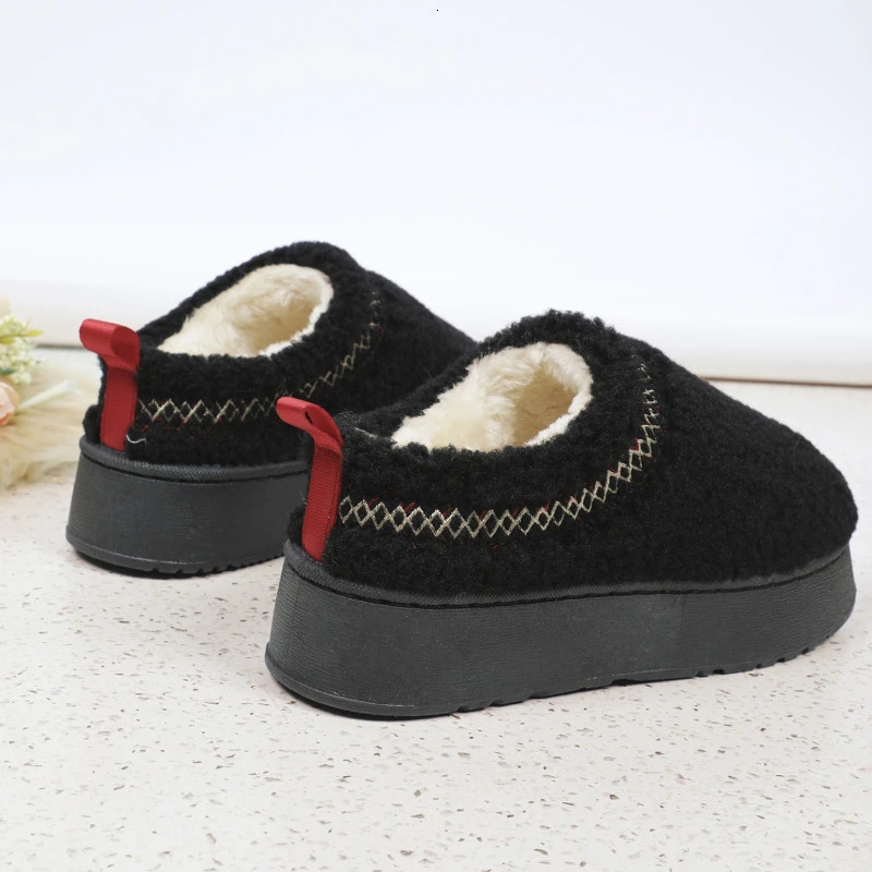 Winter Warm Flat Fur Slippers Women Fluffy Furry Home Slides Woman Comfort Non Slip Indoor Floor Cotton Shoes Snow Boots 241214