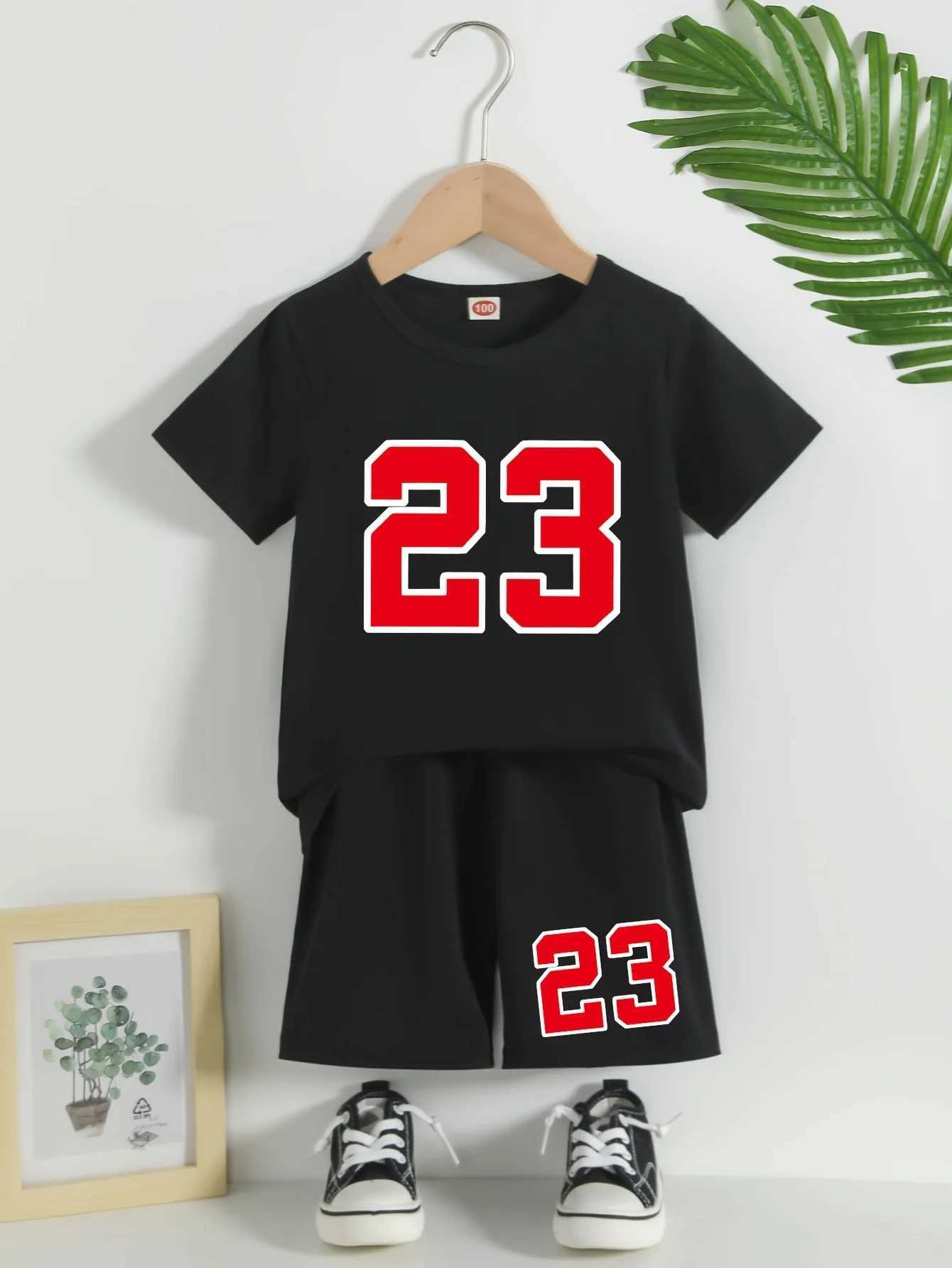Clothing Sets Summer Kid Boy Girls Clothes Set Children Red 23 Printed T-Shirts And Shorts 2 Pieces Suit Baby Casual Top Bottom Tracksuits H241214