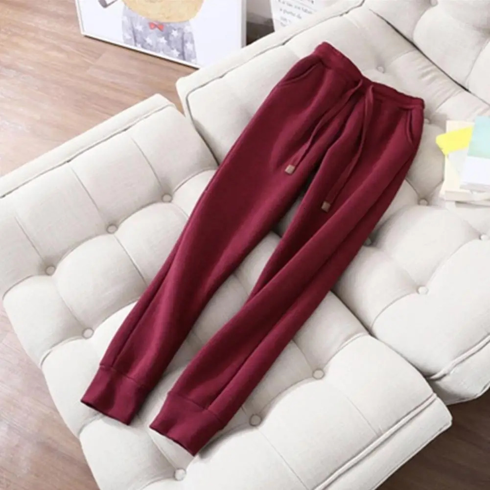 Wool Lamb Fleece Sweatshirt Pants Women Outfit Hoodies Jogger Twopiece Set Thickened Drawstring Autumn Sports Suit 241209