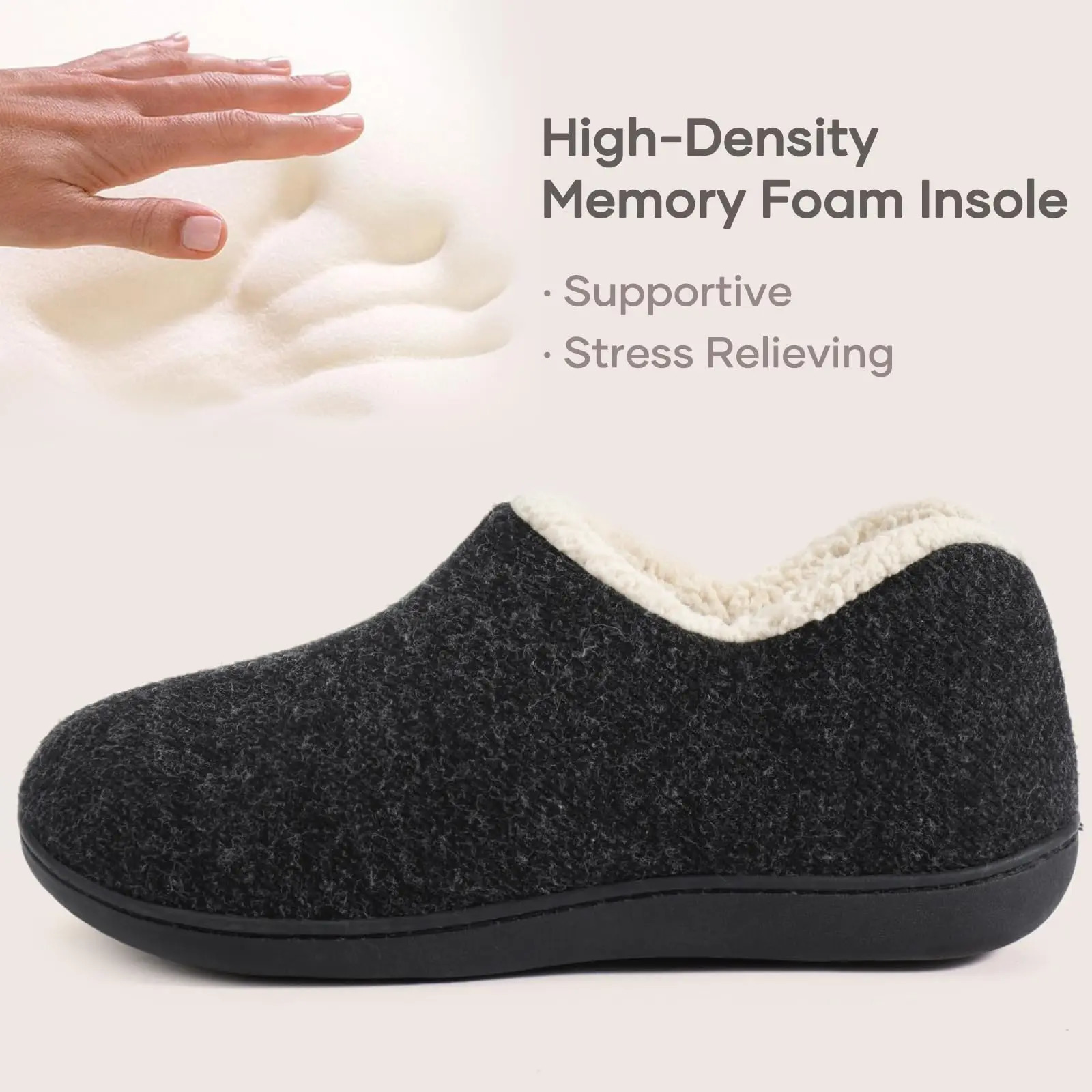 Bebealy Winter Slippers For Men Outdoor Nonslip Warm Indoor Memory Foam Sole House Fashion Casual Shoes 241214